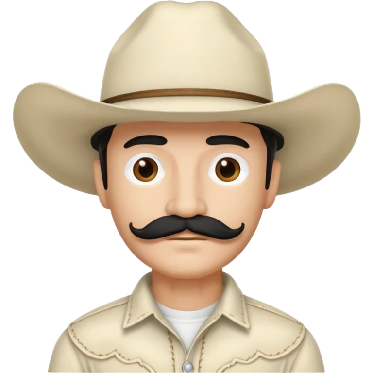 Man with black mustache, wearing white cowboy hat emoji