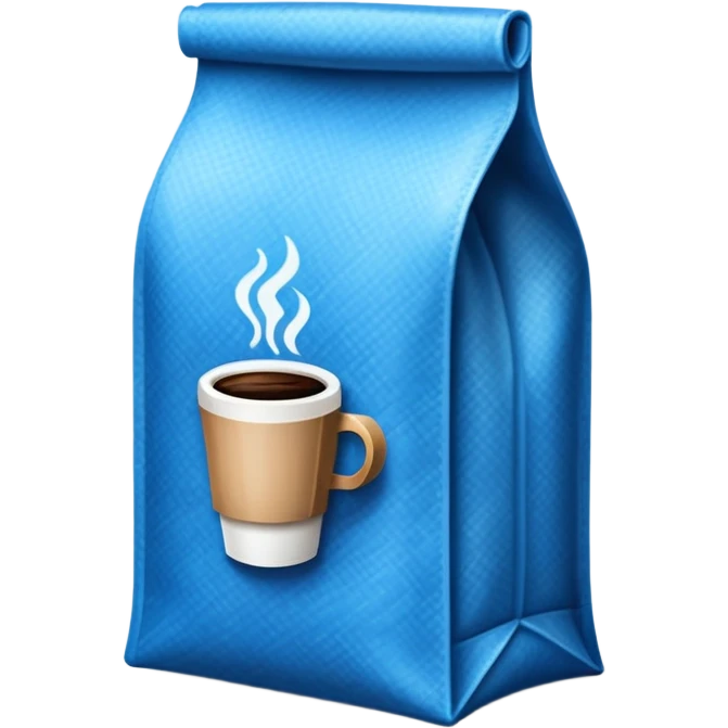 Coffee bag. blue color. Pixel art style. emoji