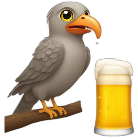 duolingo bird drinking beer emoji