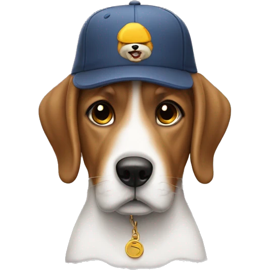 Perro con gorra con la cara de franco emoji