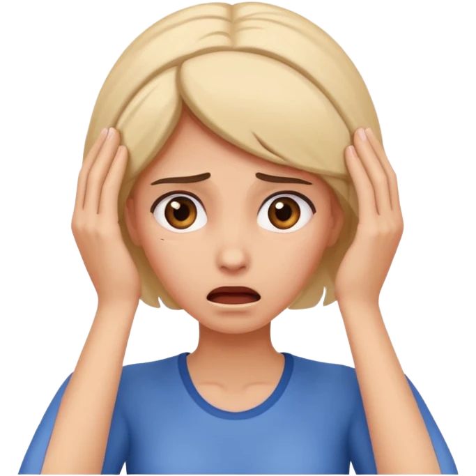 scared woman with her hands on her head, different expression emoji