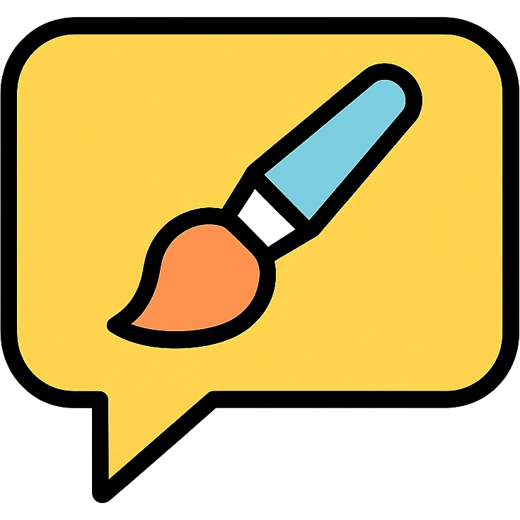chat bubble with a brush inside emoji