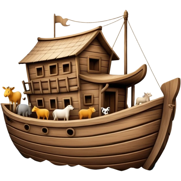 Noah's ark wooden boat with animals emoji