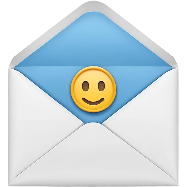 Emoji-style illustration of an envelope with a small info ‘i’ symbol on it, representing ‘Contact Us’. Bright, modern, minimal style emoji