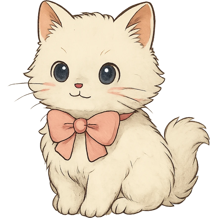 cute fluffy white kitten with a light pink bow emoji