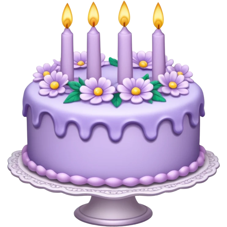 Highly detailed light lavender cake with flowers rococo emoji