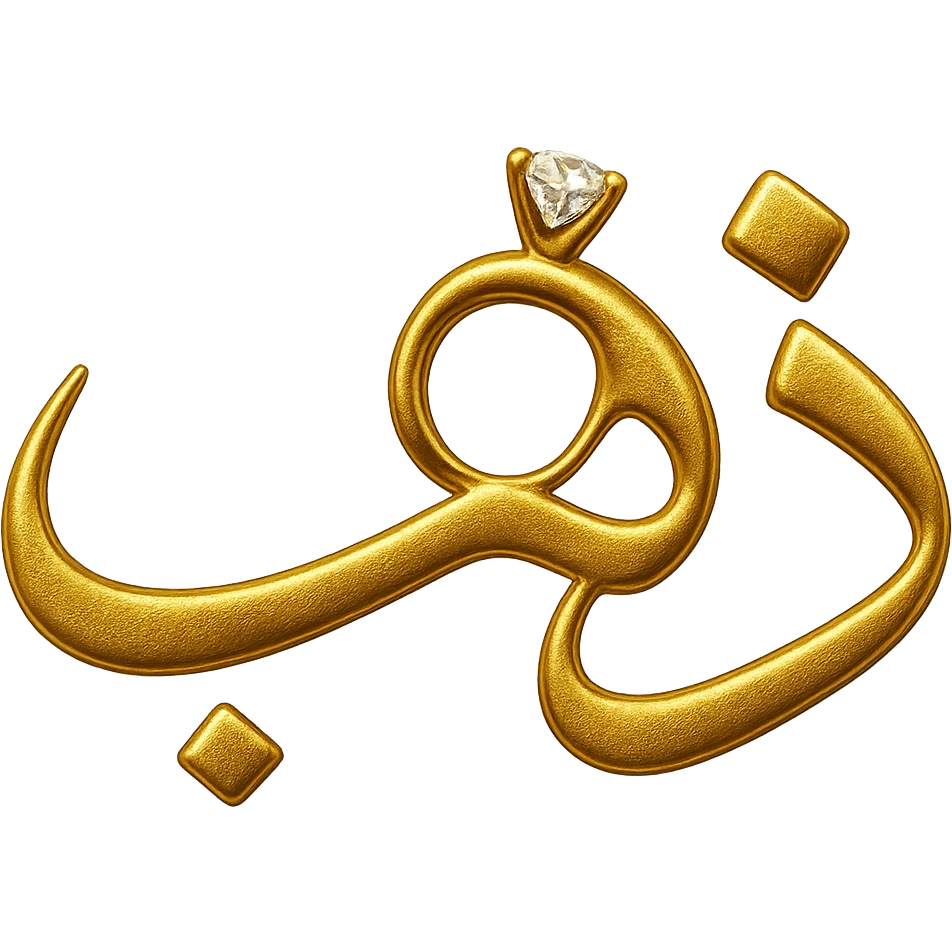 Modify the logo of the Arabic word 'ذهب' so that the letter 'ه' looks like a jewelry ring, keeping the gilded gold color, elegant and luxurious style, no background. emoji