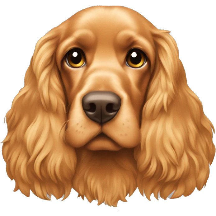 Orange roan cocker spaniel with yellow snood emoji