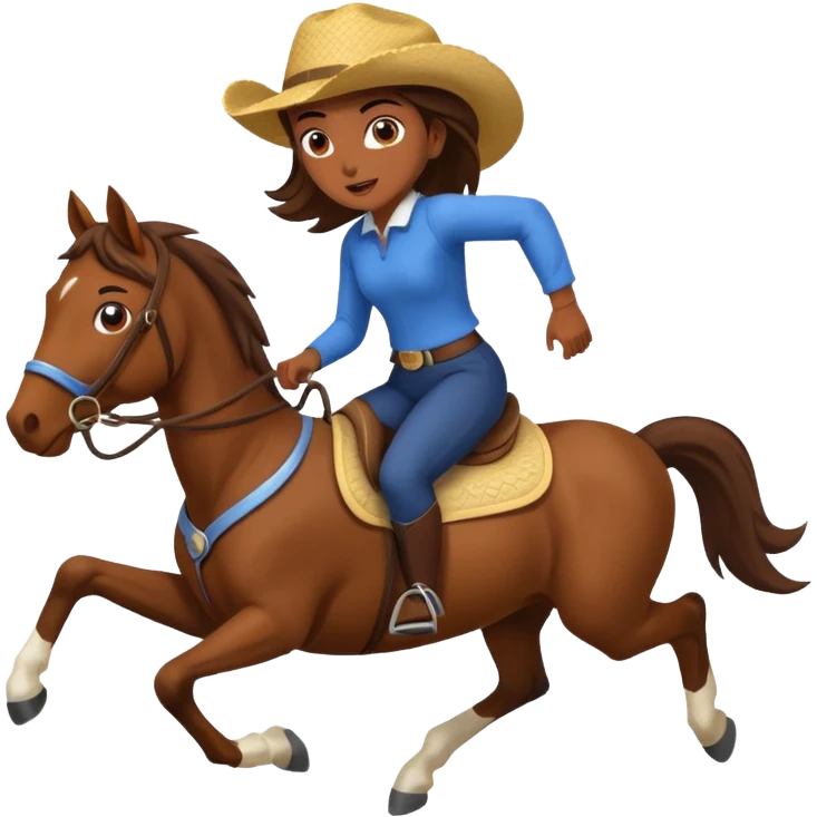 A girl on a horse that's running emoji