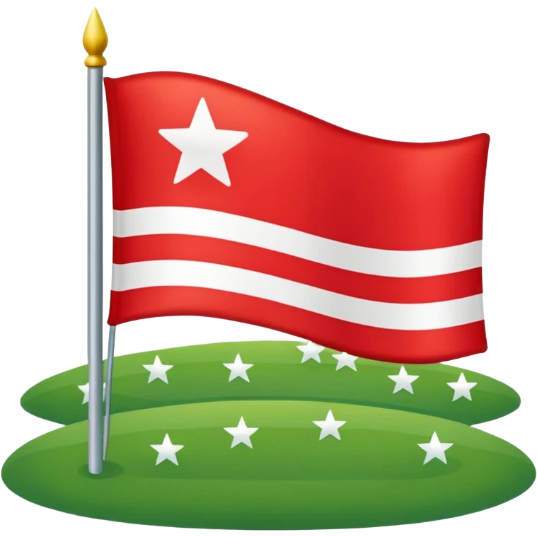 Lienzo Verde (Izquierda): En el extremo izquierdo (pegado al asta) hay un campo de color verde. ​Las Franjas (Derecha): El resto de la bandera se divide en tres franjas horizontales de igual tamaño: roja la superior, blanca la de en medio y roja la inferior. Y cinco estrellas blancas emoji