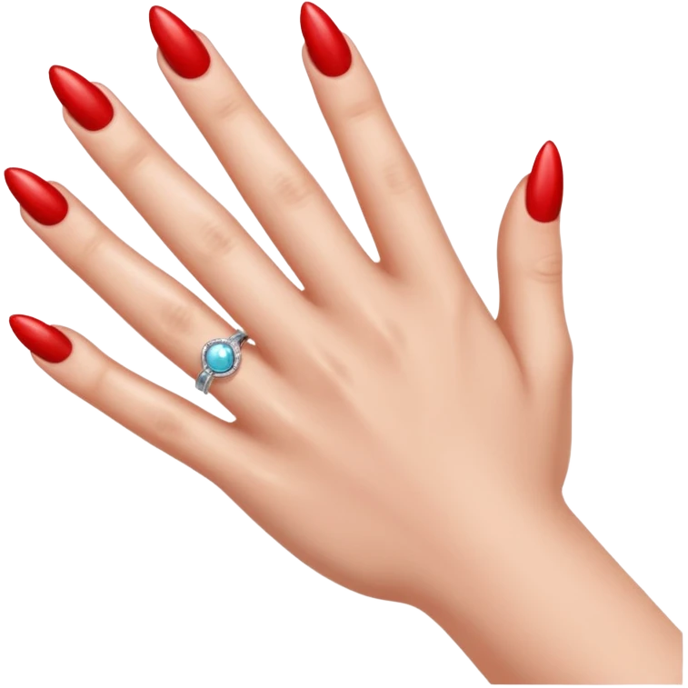 girl's hand with long nails and rings, pointing to the left emoji
