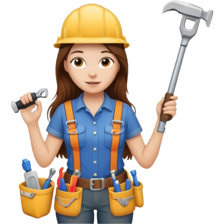 beautiful girl with long brown hair constructing new shower emoji