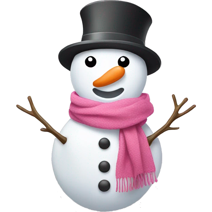 Snowman wearing a pink scarf  emoji