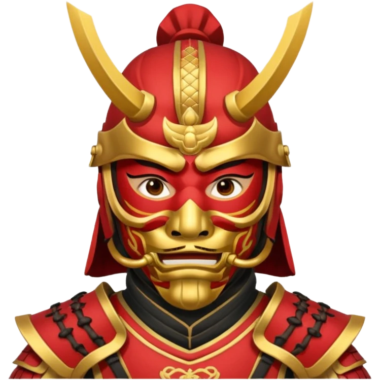 Samurai with red and gold armor and they have a detailed mask covering their mouth but only covering their nose and down emoji