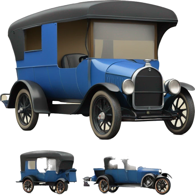 hot rod caravan 1924 with trailer blue  emoji