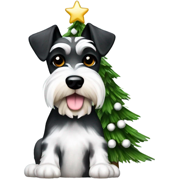 Spotted Schnauzer white and black Christmas tree emoji
