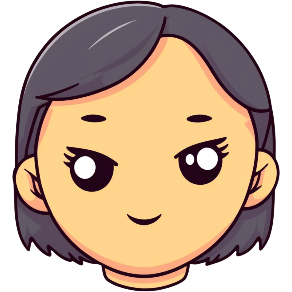 girl with narrow small eyes and big round face emoji