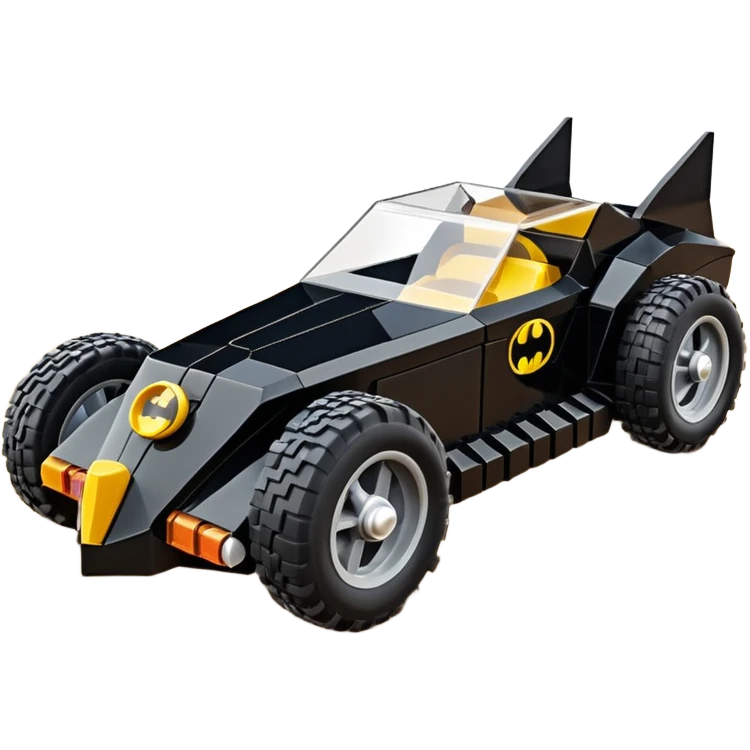  the animated series aerodynamic futuristic Lego Batmobile loosely based on 1936 cord 812 (flat long straight faceted mechanical body) stealthy town hot rod sand racing buggy  emoji