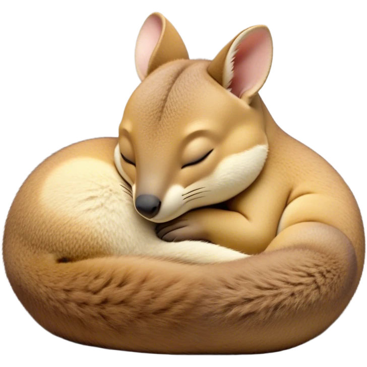 Meme-Worthy Cute Sleeping Wallaby Portrait Emoji, Head resting peacefully with a contented smile, showcasing a compact, agile build and a luxuriously soft tan fur, eyes shut in a serene, restful nap, Simplified yet hilariously adorable features, highly detailed, glowing with a soft, drowsy light, high shine, relaxed and utterly lovable, stylized with an air of playful laziness, bright and heartwarming, soft glowing outline, capturing the essence of a comically sleepy wallaby, so meme‐worthy it feels like it could instantly become the next viral sensation of adorable slumber! emoji