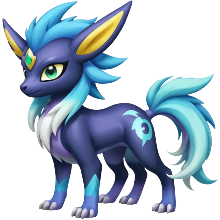 Shiny Sunny furry neon colorful scaly painted Asian pastel-gradient Absol-Meloetta-Solgaleo-Luxray-Suicune-fusion emoji