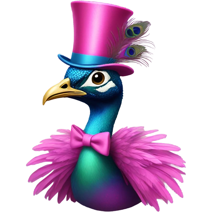 Peacock wearing pink top hat emoji