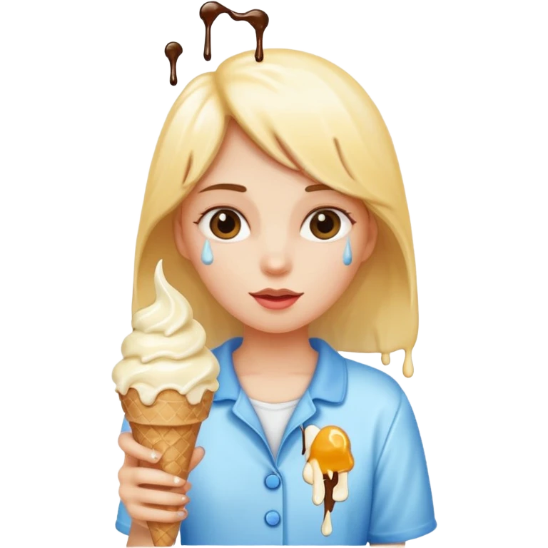 a girl holding an ice cream emoji