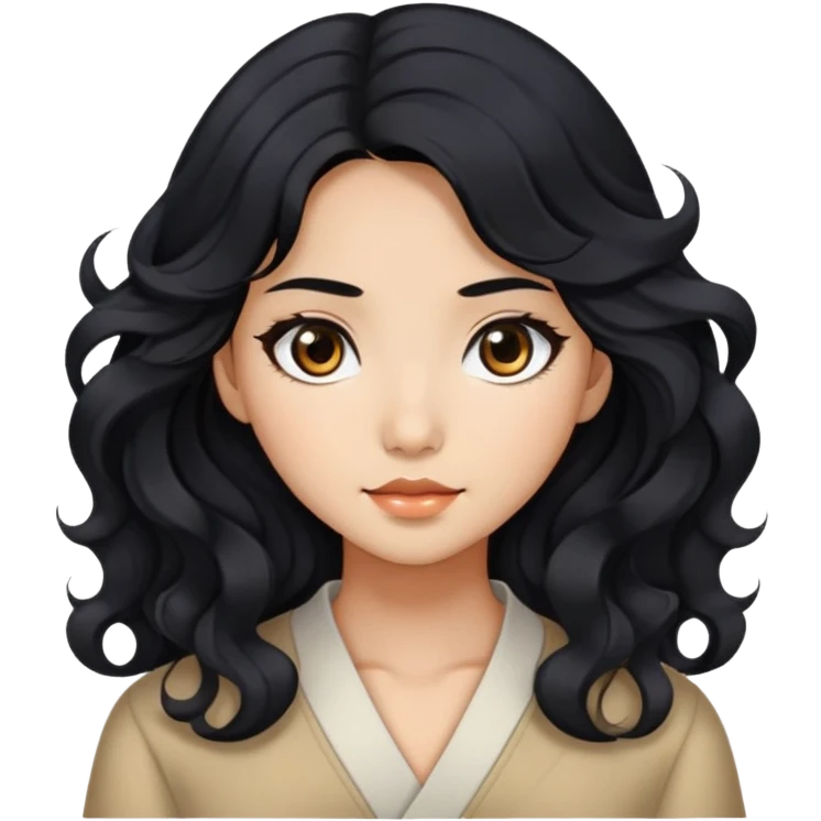 Beautiful girl,Black hair,wavy hair，long hair,Black eyes,Chinese emoji