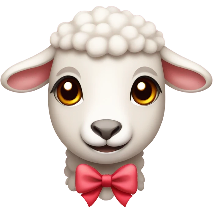 lamb with red eyes and pale pink bow  emoji