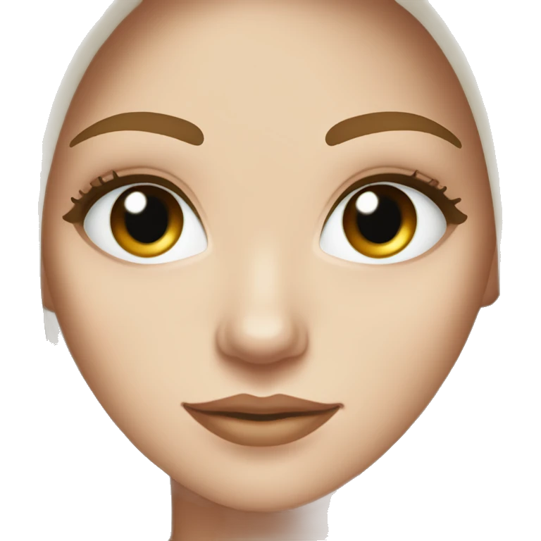 white girl with brown long hair and a iced coffee green eyes fair skin emoji