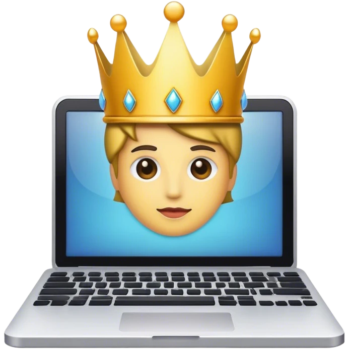 a computer with a crown emoji