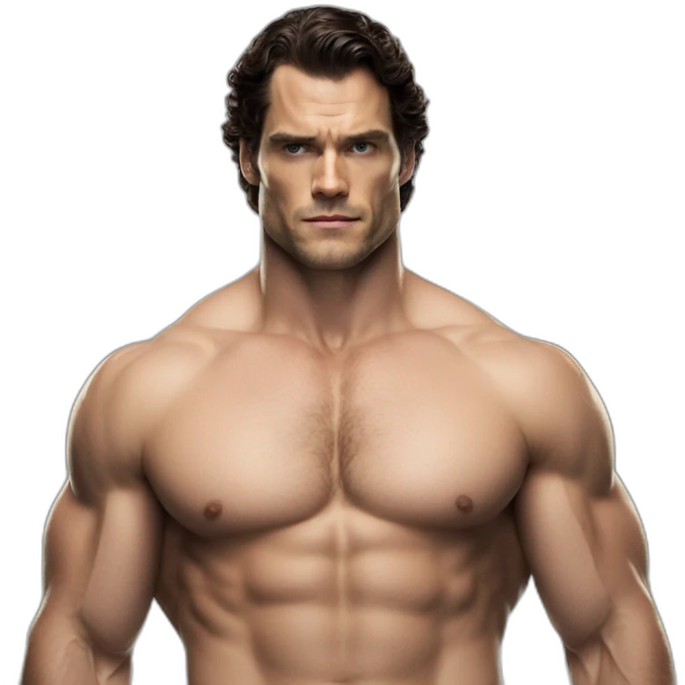 Henry Cavil no shirt flexing  emoji