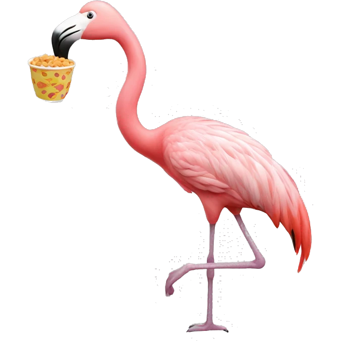 Flamingo eating cereal emoji