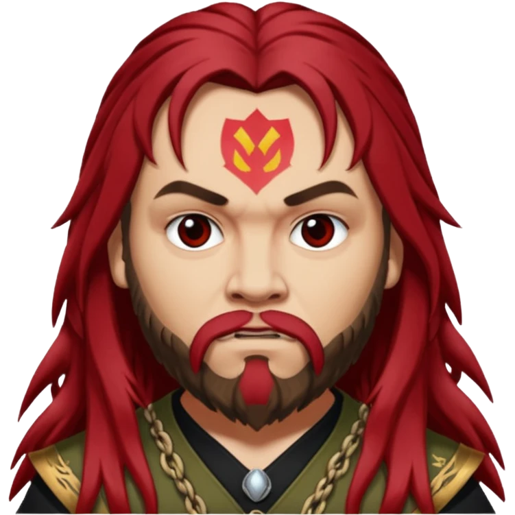 Max Cavalera with dark red long hair, light skin emoji