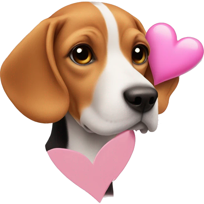 beagle next to a pink heart  emoji