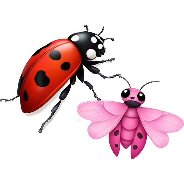 Lady bug and pink cute moth as best friends emoji