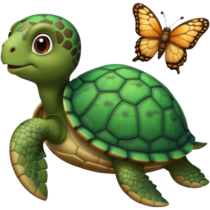 Cute turtle with butterfly  emoji