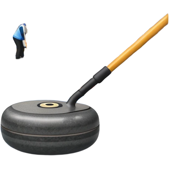 An icon showing a close-up of a curling stone sliding across the ice with a broom beside it. The scene is set in a brightly lit stadium, with detailed spectator stands in the background. Transparent background highlights the focus, skill, and atmosphere of the curling sport. emoji