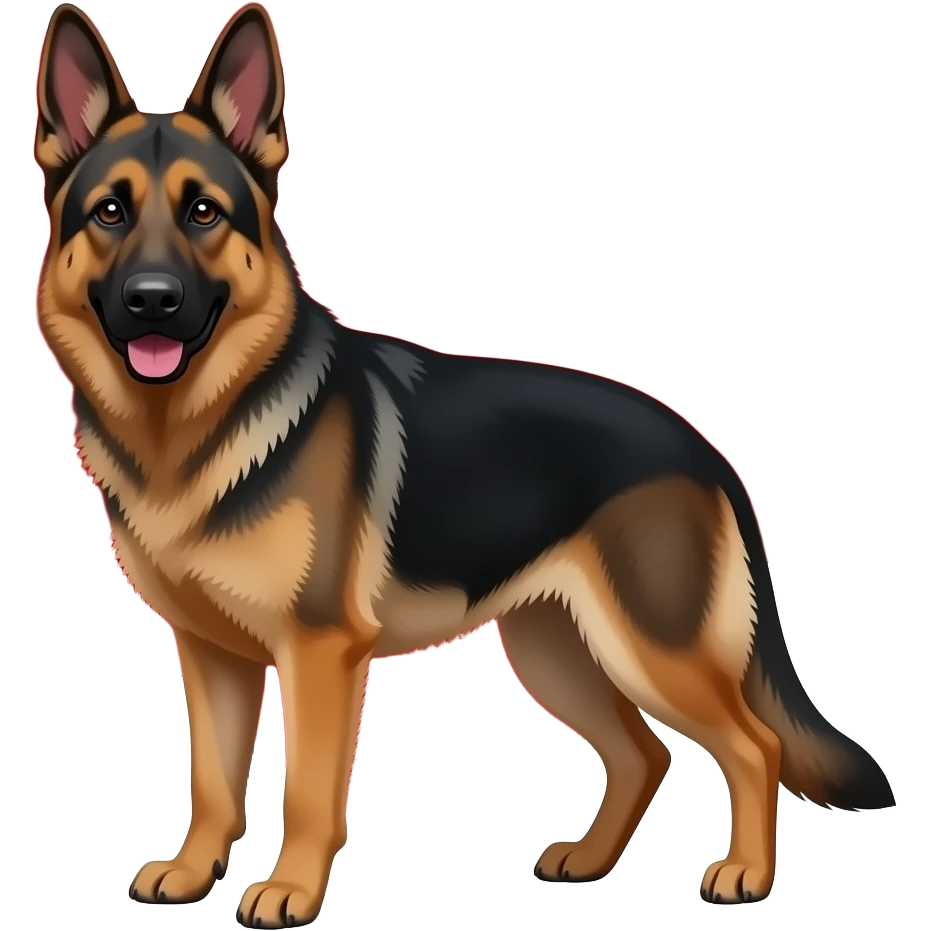 A black German Shepherd colleague with a heart behind it emoji