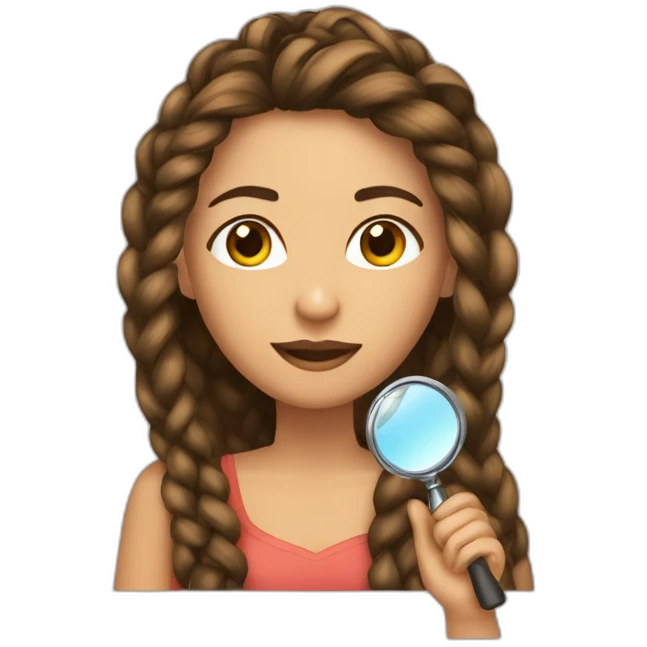 Mujer con braids box fine long hair castaño con magnifier emoji