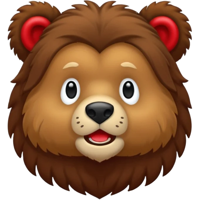 Urso pardo com cabelo vermelho mostrando a língua  emoji