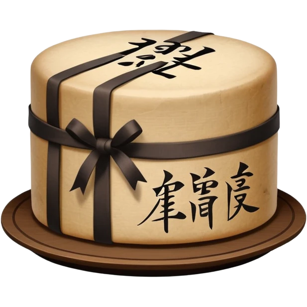 wrapped pu-erh tea cake with Chinese calligraphy, simple and bold design emoji