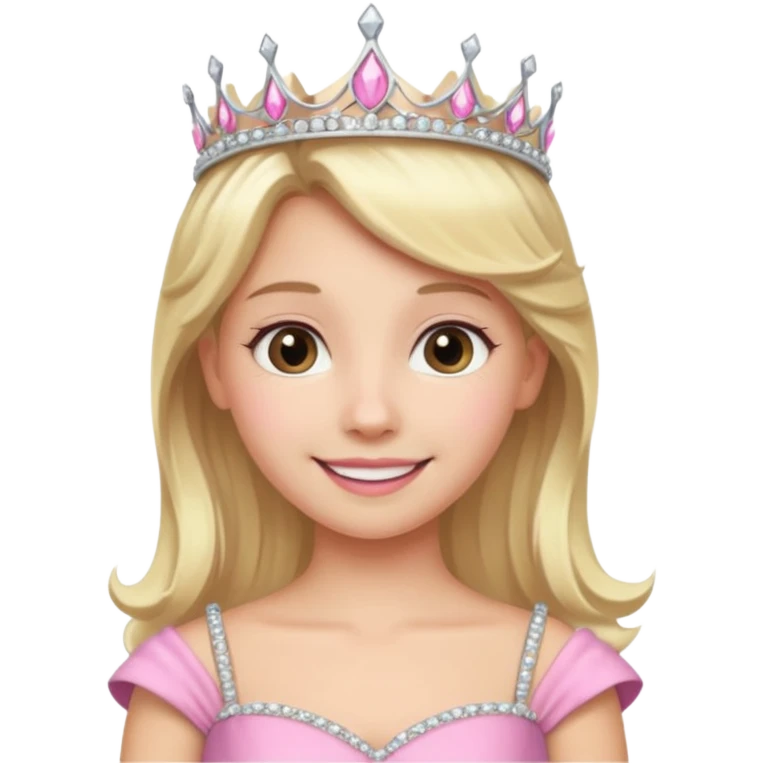 фея с блондинистыми волосами и серебряной диадемой, розовым платьем emoji