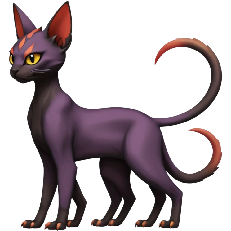 Black edgy Noivern-Purloin-Torracat-Sphynx-Lykoi-Caracal-cat-Fakemon-fusion-hybrid-creature emoji