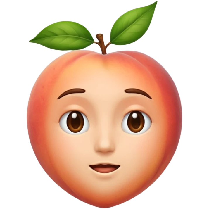 shaking face emoji with peach-like colors and a subtle peach leaf on top, merging both elements emoji