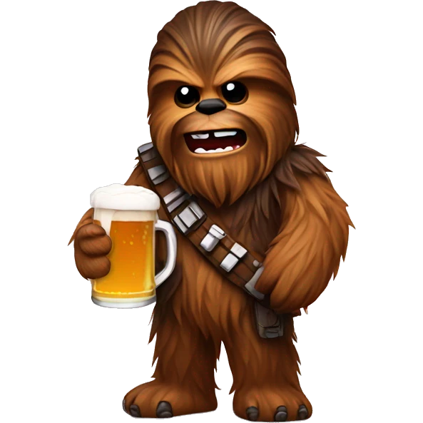 Chewbacca with a beer emoji
