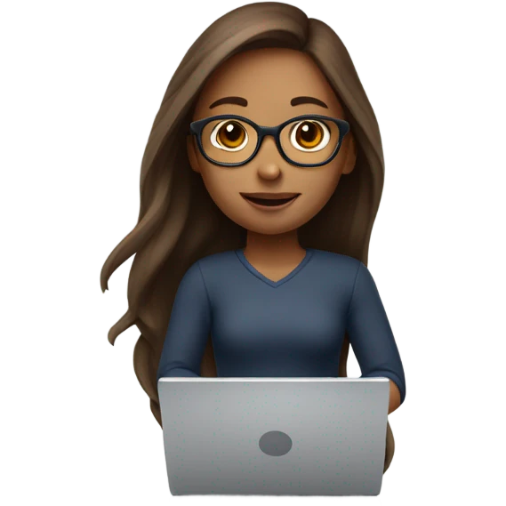girl-brown-long-hair-with-laptop-and-glasses-white-skin emoji