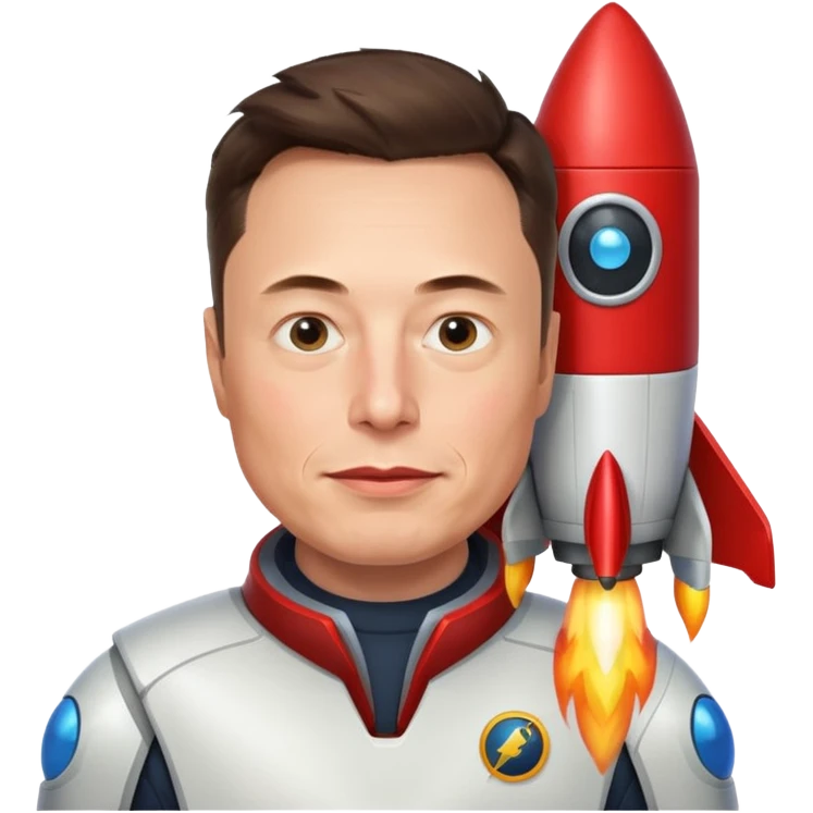 Elon Musk with a rocket apple style emoji emoji
