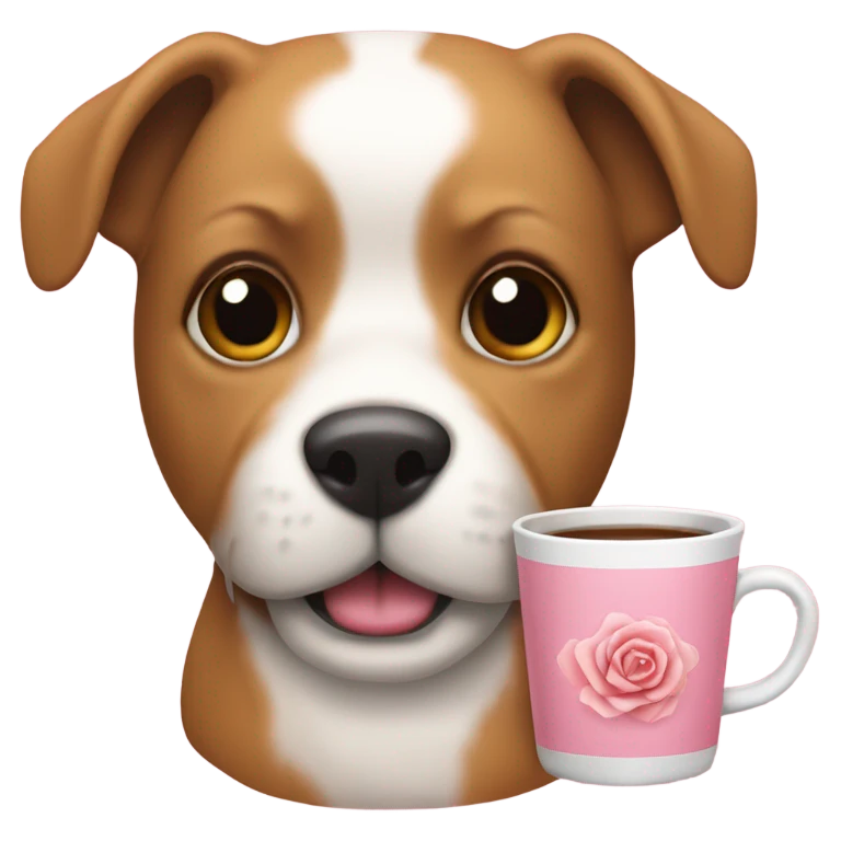 un té rosado con un perrito al lado emoji