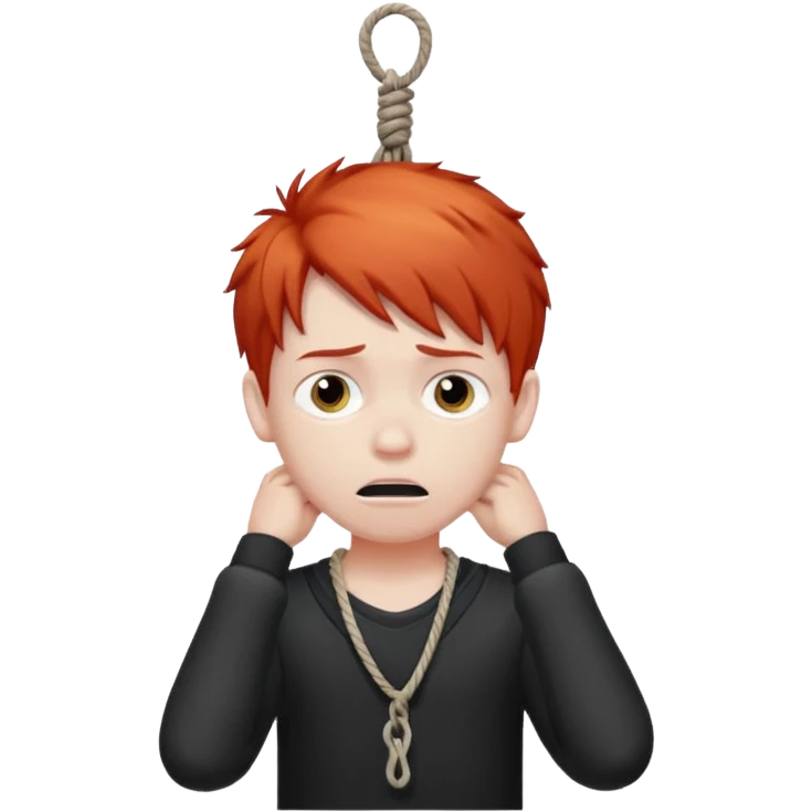 red head boy hanging from noose emoji