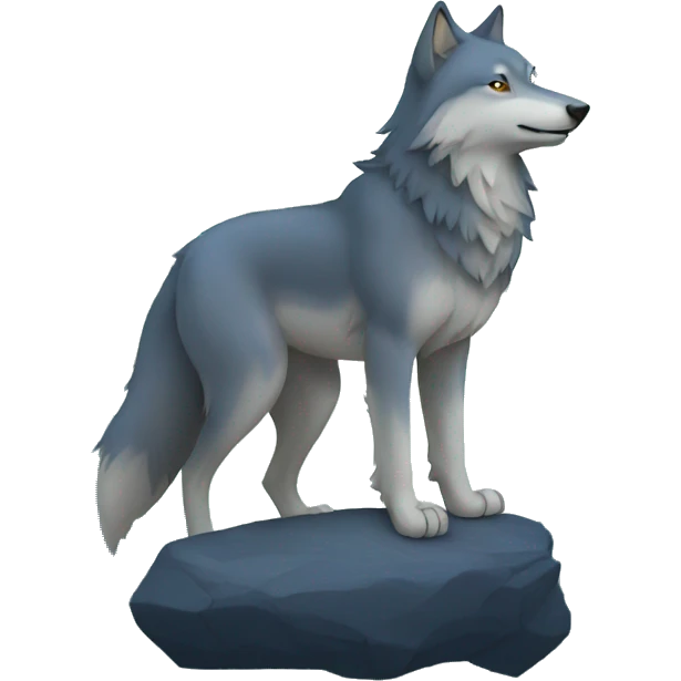 wolf with moon and star emoji